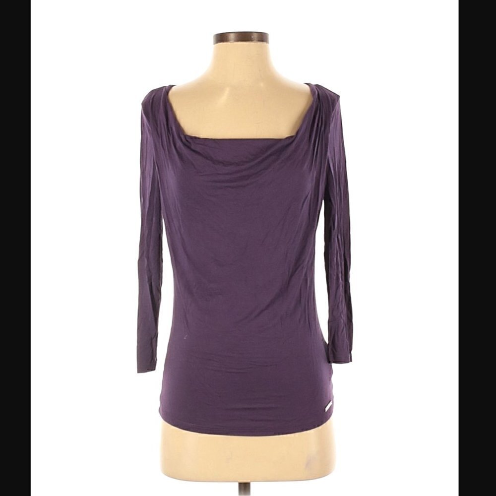 MICHAEL Michael Kors Blouse XS Long Sleeve Cowl Neck Stretch Purple Luxury